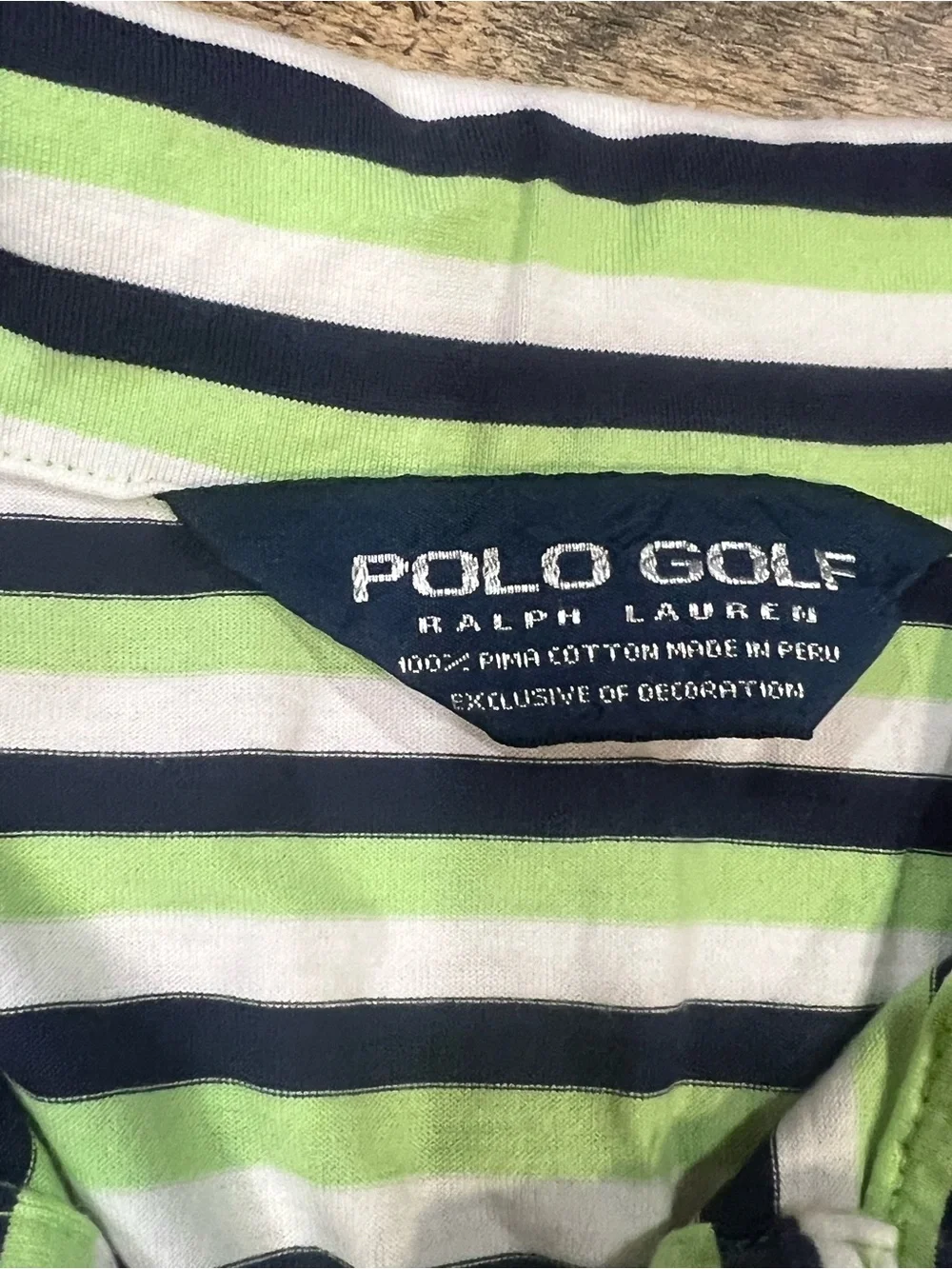 Polo by Ralph Lauren Navy, Green & White Striped Short-Sleeve Polo